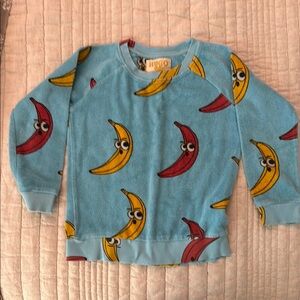 HUGO LOVES TIKI Blue and Yellow terry cloth sweatshirt with Whimsical Design